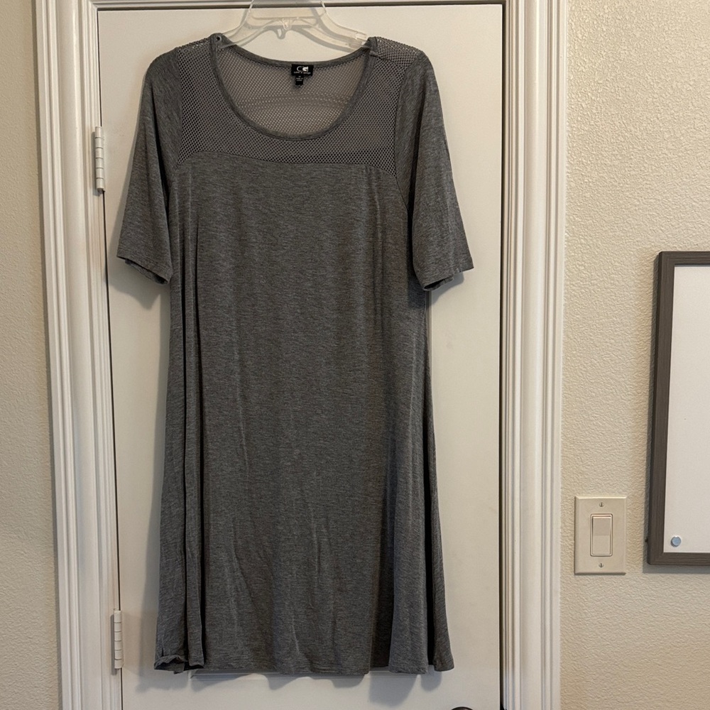 Gray Mesh Panel Women's Casual Dress